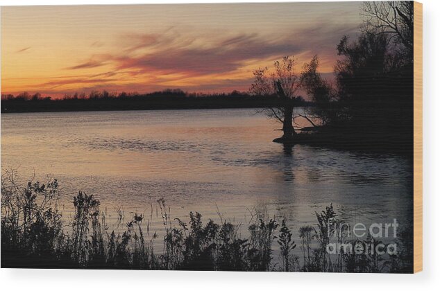 Beaver Island State Park Wood Print featuring the photograph Pandemic Sunset at Beaver Island State Park by Tony Lee