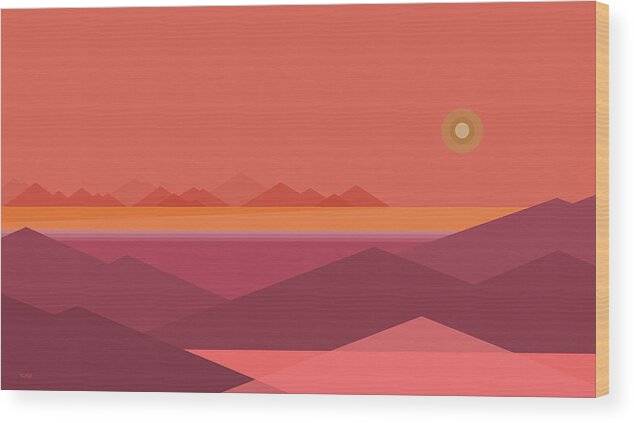 Peach Dawn Sunrise Wood Print featuring the digital art Peach Dawn Sunrise by Val Arie