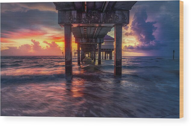 Caledesi Island Wood Print featuring the photograph Pier 60, Clearwater Beach by Serge Ramelli