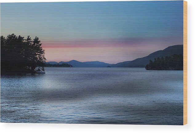 Sun Wood Print featuring the photograph Pink Clouds and Sunset Over Lake by Russ Considine