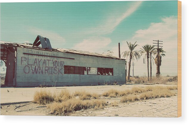 Bombay Beach Wood Print featuring the photograph Play At Your Own Risk by Carmen Kern