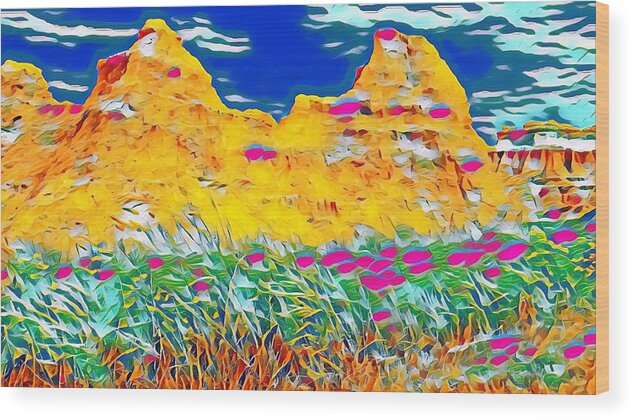 Psychedelic Wood Print featuring the digital art Psychedelic Hills by Ally White