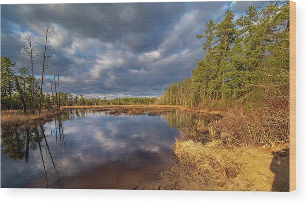 Autumn Wood Print featuring the photograph Quarker Bridge - PineLands by Louis Dallara