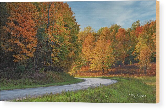 Autumn Wood Print featuring the photograph Rain on the Road by Peg Runyan
