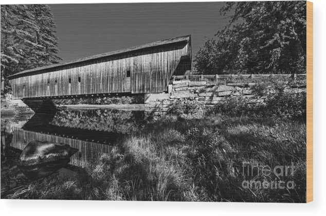 Fryeburg Wood Print featuring the photograph Remote Maine Covered Bridge by Steve Brown