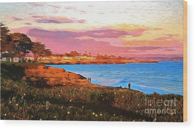 Santa Cruz Wood Print featuring the photograph Santa Cruz Golden Sunset by Sea Change Vibes