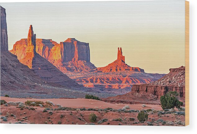 Arizona Wood Print featuring the photograph September 2022 Monument Valley Sunset by Alain Zarinelli
