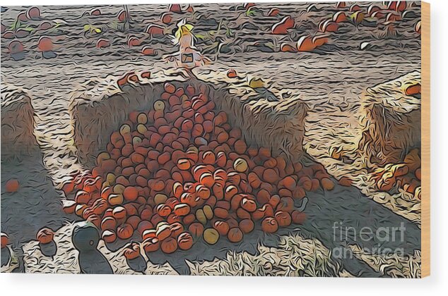 Pile Wood Print featuring the photograph Small pumpkin pile watercolor by Steve Speights