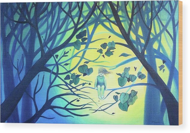 Blue Wood Print featuring the painting So Light by Franci Hepburn