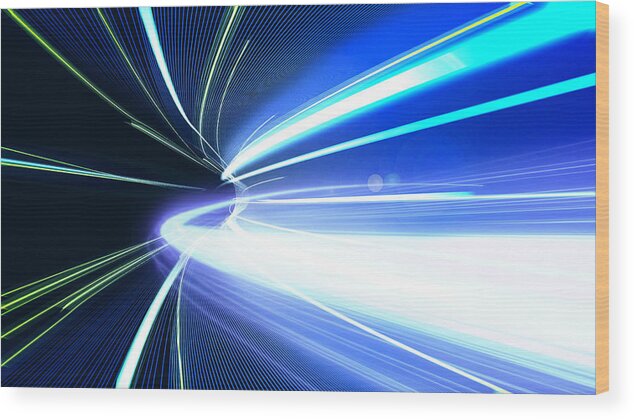 Blurred Motion Wood Print featuring the photograph Speed motion in tunnel by Yuichiro Chino