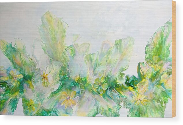 Abstract Wood Print featuring the painting Spring in the Air by Soraya Silvestri