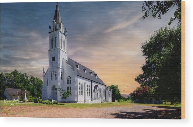 Churches Wood Print featuring the photograph St. John the Baptist Church - Ammannsville, Texas by G Lamar Yancy