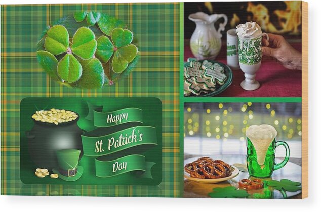 Irish Wood Print featuring the mixed media St. Patrick's Day Celebration by Nancy Ayanna Wyatt