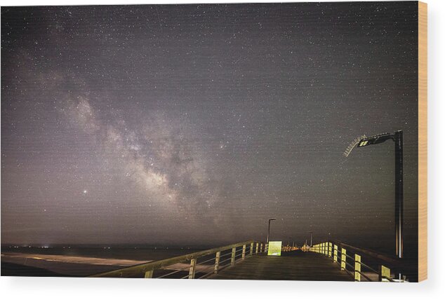 Oak Island Wood Print featuring the photograph Stars at the Pier by Nick Noble