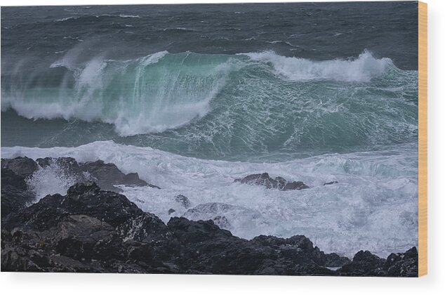Wave Wood Print featuring the photograph Stormy Seas by Randy Hall