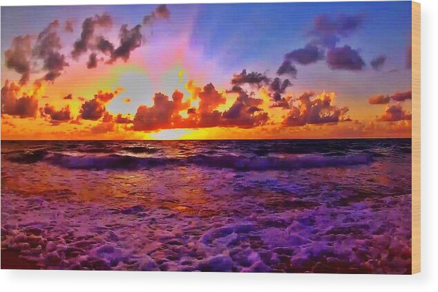 Sunrise Wood Print featuring the photograph Sunrise Beach 1010 by Rip Read