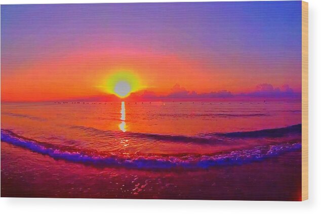 Sunrise Wood Print featuring the photograph Sunrise Beach 29 by Rip Read