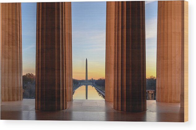 Washington Monument Wood Print featuring the photograph Sunrise on the National Mall by Robert Miller