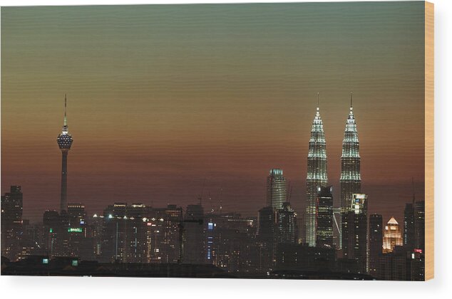 Kuala Lumpur Convention Centre Wood Print featuring the photograph Sunset at Kuala Lumpur by Shaifulzamri