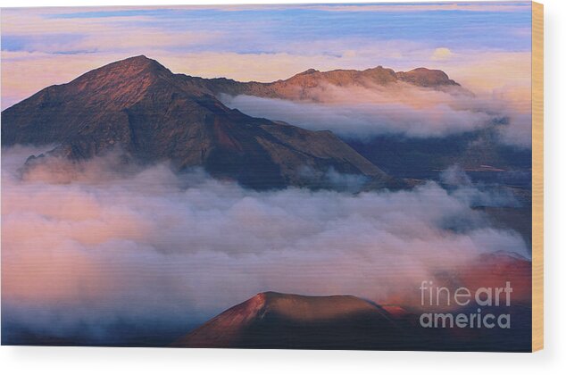 Usa Wood Print featuring the photograph Sunset Haleakala National Park - Maui by Henk Meijer Photography