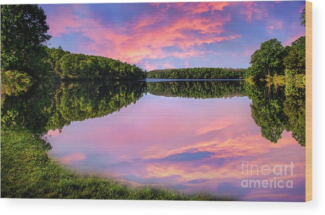 Price Lake Wood Print featuring the photograph Sunset in the Blue Ridge Mountains by Shelia Hunt