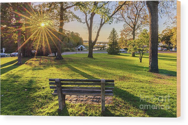 Lawn Wood Print featuring the photograph Sunset on the Village Green by Sean Mills