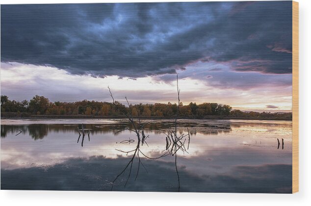 Riverbend Ponds Wood Print featuring the photograph Sunset Reflection by Monte Stevens