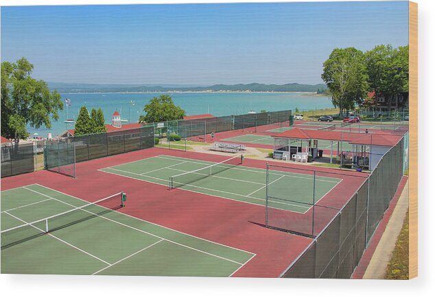Little Traverse Bay Wood Print featuring the photograph Tennis Courts on Little Traverse Bay by Robert Carter