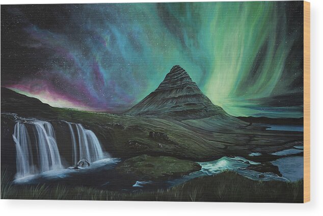 Northern Lights Wood Print featuring the painting The Northern Lights by Rachel Emmett