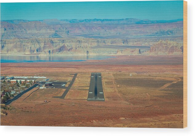 Page Arizona Airport Flight Flying Cliffs Runway Landscape Colorful Lake Powell Vermillion Cliffs Kpga Fstop101 Wood Print featuring the photograph The Page, Az airport runway by Geno Lee
