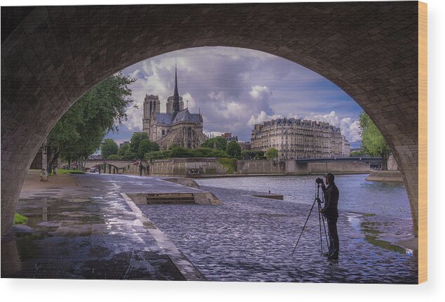 Hotel De Ville Wood Print featuring the photograph The Photographer in Notre Dame by Serge Ramelli