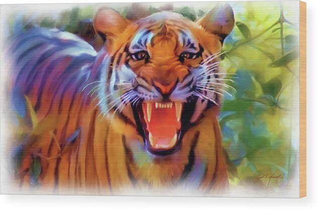 Tiger Wood Print featuring the painting Tiger Rage  by Joel Smith