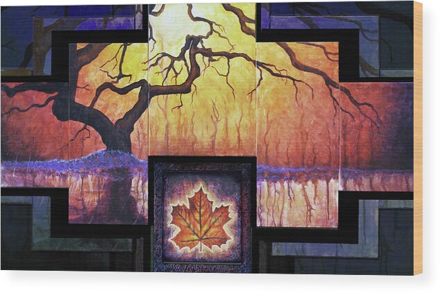 Tree Wood Print featuring the painting Tree of Life The Giver by Kevin Chasing Wolf Hutchins