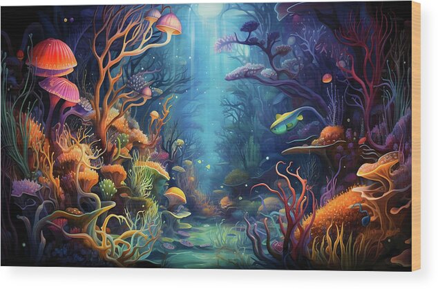 Biomorphism Wood Print featuring the digital art Undersea Undulations by Madison Cook