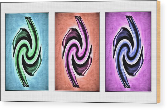 Living Room Wood Print featuring the digital art Vases in Three - Abstract White by Ronald Mills