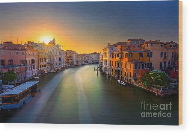 Canal Grande Wood Print featuring the photograph Venice Sunset on the Grand Canal by The P