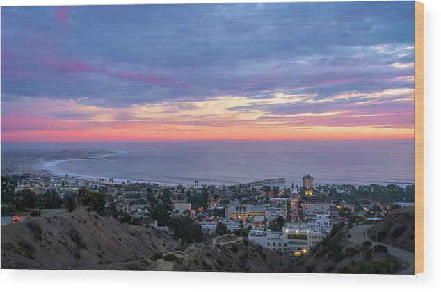 Ventura Wood Print featuring the photograph Ventura Sunset and City Lights by Lindsay Thomson