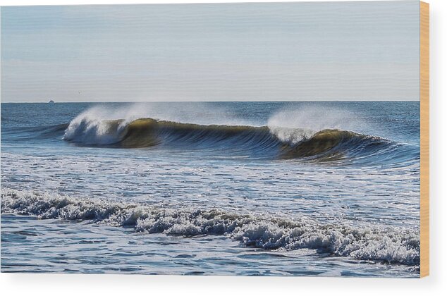 Beach Wood Print featuring the photograph Wave Mist Photograph by Louis Dallara