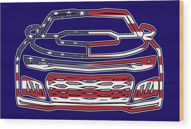 Chevy Wood Print featuring the digital art ZL1 Camaro Patriot by Darrell Foster