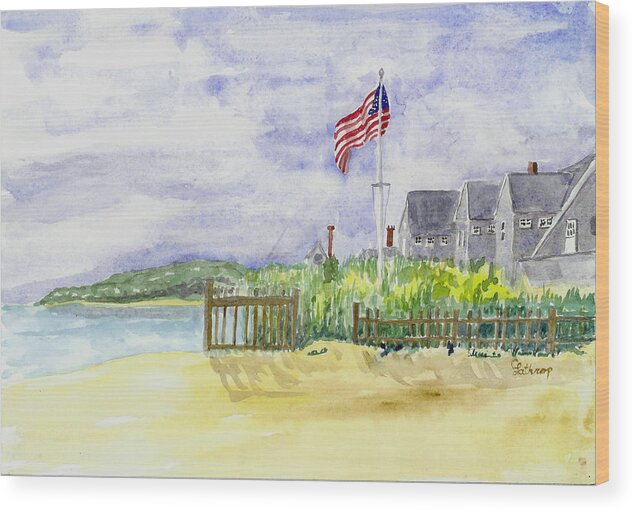 Seashore Wood Print featuring the painting Massachusetts -Cape Cod Cottages by Christine Lathrop