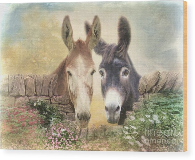 Donkey Wood Print featuring the digital art Forever Friends by Trudi Simmonds