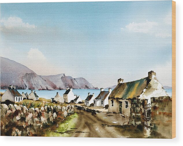 Vall Byrne Wood Print featuring the painting Keel Laneway in Achill by Val Byrne