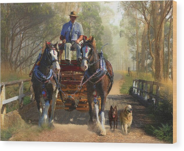 Horse Wood Print featuring the photograph At Durdidwarrah Crossing by Trudi Simmonds