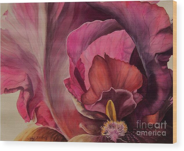 Watercolor Wood Print featuring the painting Red Explosion  sold #1 by Sandy Brindle