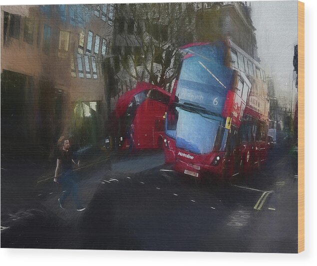 City Wood Print featuring the mixed media Interrupted Journey 1.London by Aleksandrs Drozdovs