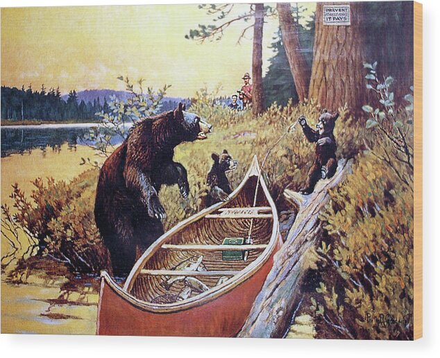 Outdoor Wood Print featuring the painting A Surprise For Everyone by Philip R Goodwin