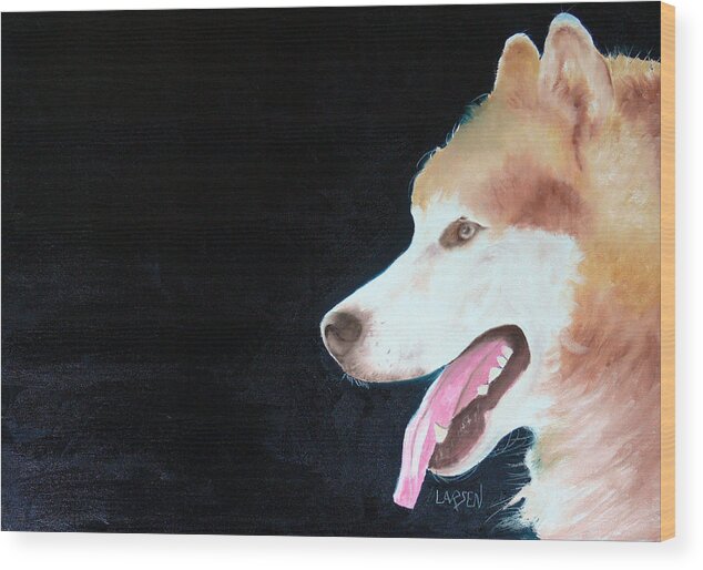  Wood Print featuring the painting Alaskan Malamute by Dick Larsen