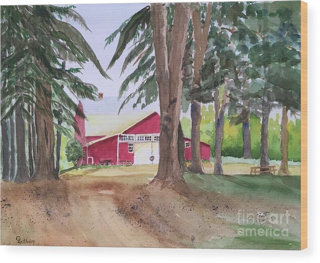 Barn Wood Print featuring the painting Barn at Howland Preserve by Christine Lathrop