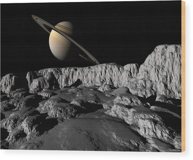 Planets Wood Print featuring the digital art Ice world by David Robinson