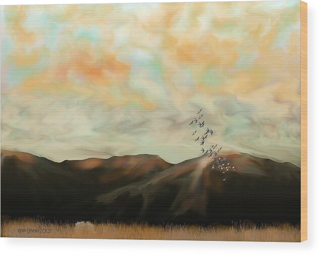 New Mexico Wood Print featuring the digital art Morning New Mexico II by Kerry Beverly